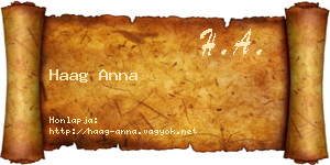 Haag Anna névjegykártya